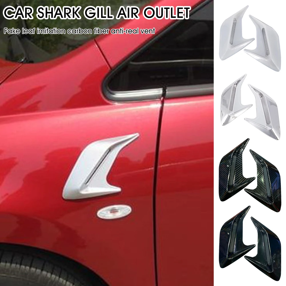 

2pcs ABS Universal Car Side Vent Air Flow Fender Carbon ABS Fiber Intake Sticker Car Styling Side Vents Decoration Accessories