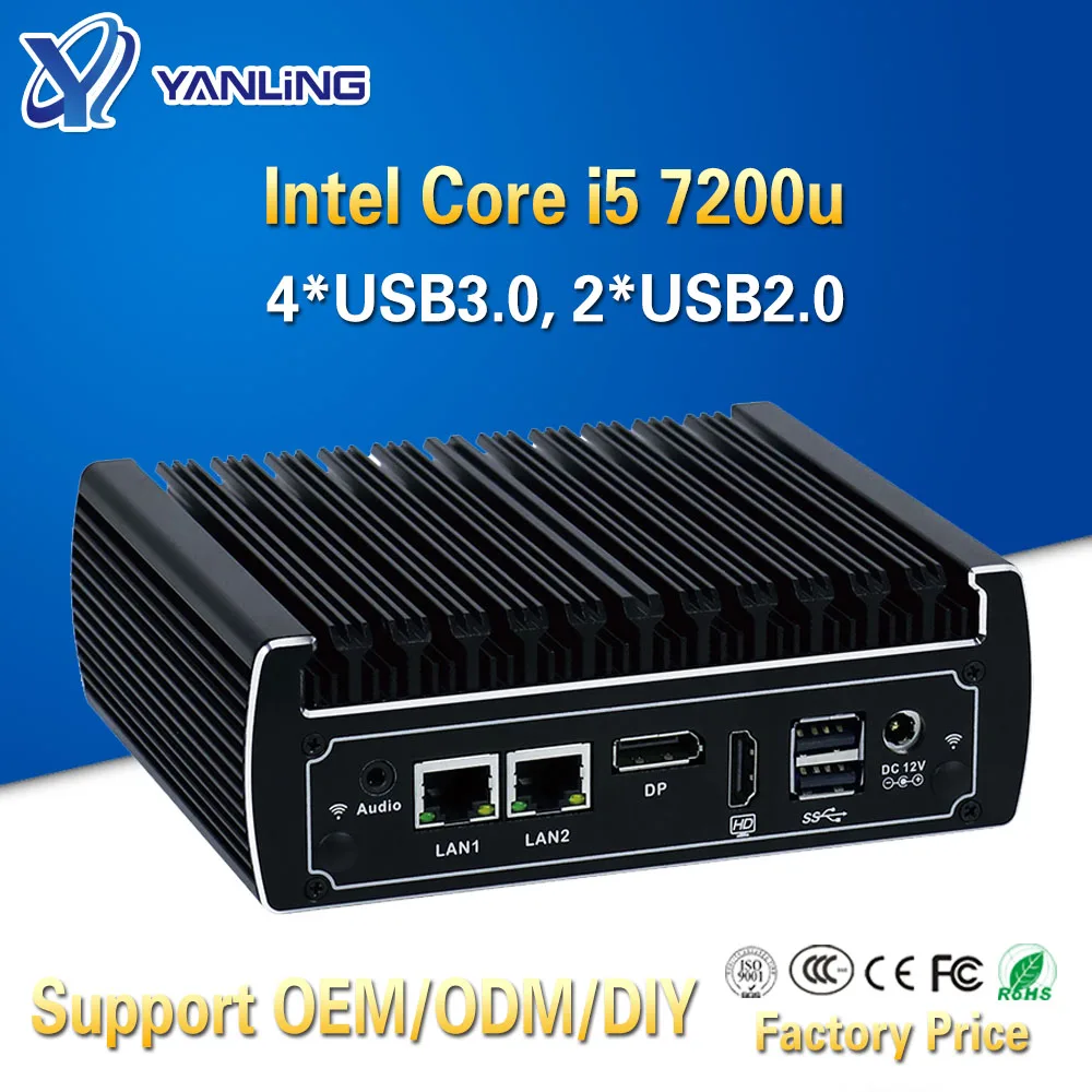 Мини ПК Yanling Intel core i5 7200U 7 го поколения kaby lake 4K HTPC офисный настольный компьютер для