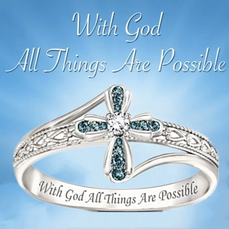 

Religion Cross Zircon Fashion Popular Geometric Ring Women's Wedding Party Valentine's Day Gift Jewelry Wholesale