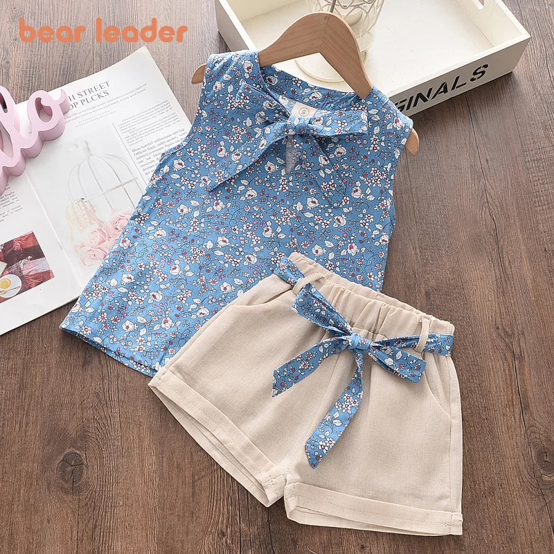 Bear Leader/комплекты одежды для девочек 2021 г. Летняя брендовая многослойная Детская