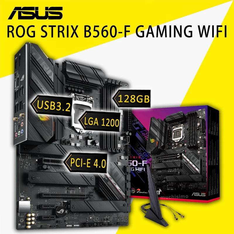

LGA 1200 Asus ROG STRIX B560-F игровой материнская плата с WIFI Intel B560 DDR4 128 ГБ PCI-E 4,0 M.2 SSD оверлок Intel B560