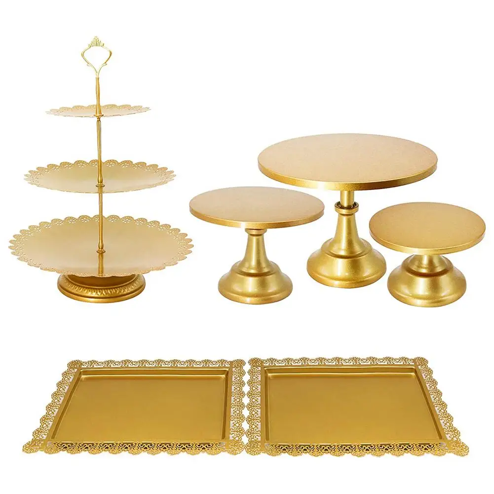 

6PCS Metal Cake Stand Set Cupcake Dessert Display Rack Pedestal Holder Wedding Party Display Tray Birthday Party Decoration