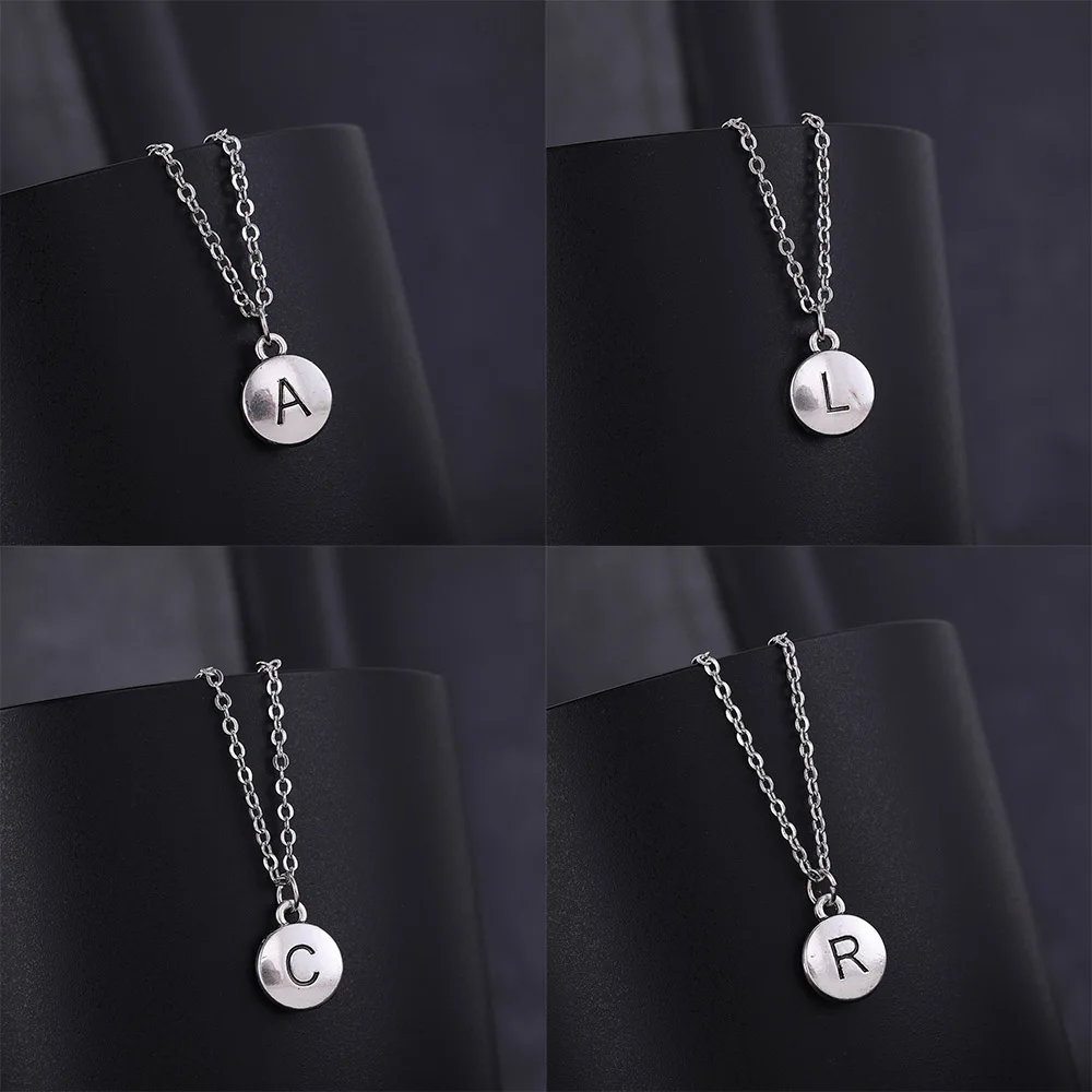 Ожерелье серебряного цвета с простыми буквами алфавитом|Цепочки| |
