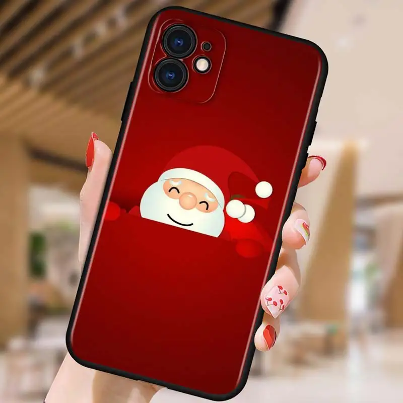 

Santa Claus for iPhone 5 5S 6 7 8 X XR XS 11 SE 12 2020 mini Plus Pro MAX TPU Black Soft Cover