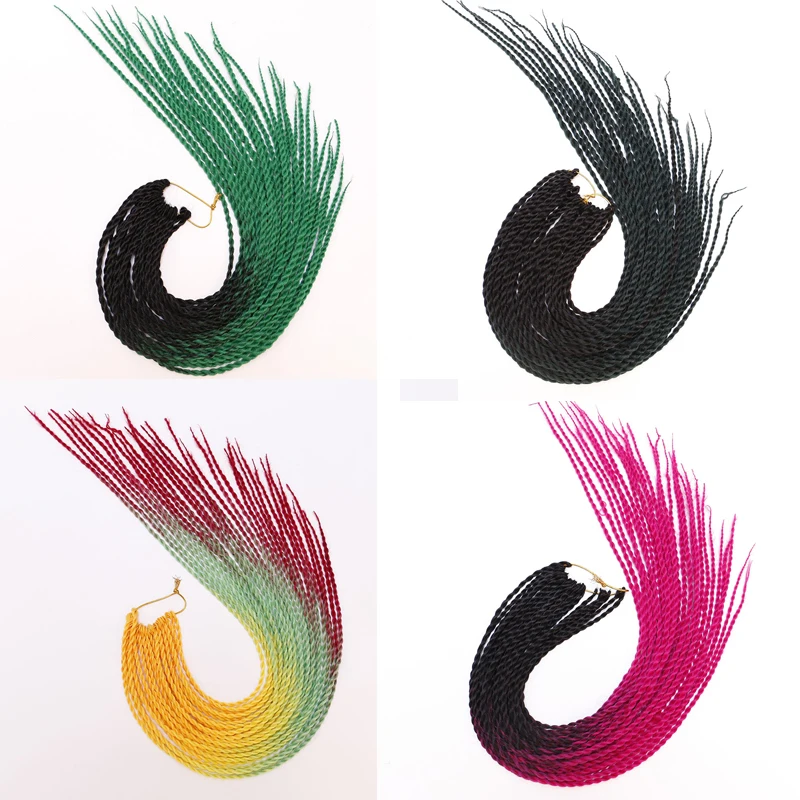 Верд 24 дюйма наращивание волос твист вязание крючком высокой температуры