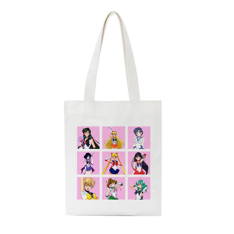 Сейлор Мун Повседневный Холст Harajuku Ins печать письмо мультфильм женский винтажный забавный большой емкости колледж сумки на плечо