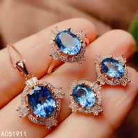 kjjeaxcmy fine jewelry natural topaz 925 sterling silver women pendant necklace chain earrings ring set support test luxury