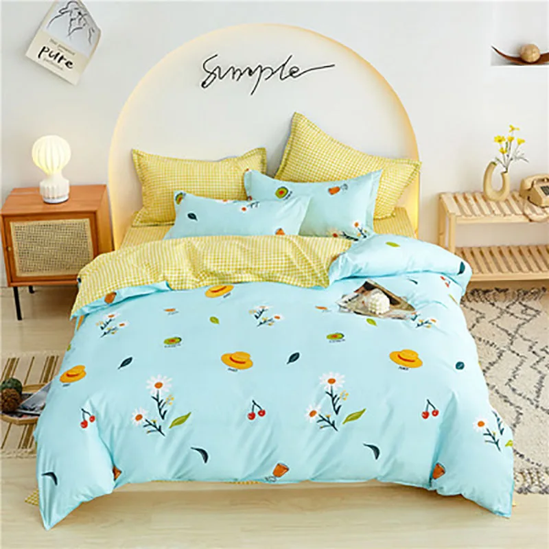 

Постельное белье, домашний текстиль, Цветочный сезон, синее хлопковое двойное постельное белье, комфортное домашнее мягкое покрывало, каче...