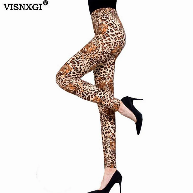 

VISNXGI Leggins Push Up Leopard Print Leggings Elastic Workout Leggings High Waist Fitness Legging Wamen Clothes Sport Bottoms