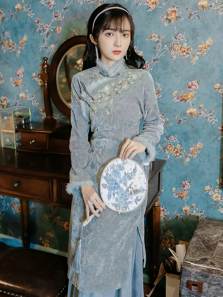 

Женское зимнее платье-тройка qipao