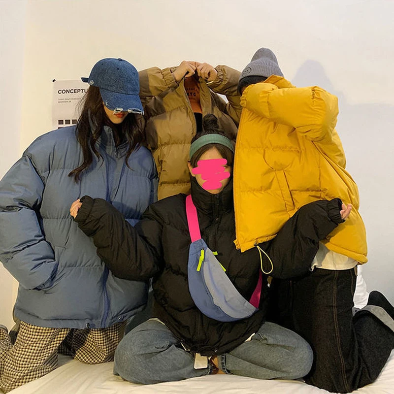 Men Harajuku Colorful Thicken Warm Coat Winter Jacket Mens Streetwear Hip Hop Parkas Korean Black Clothes Puffer Jackets Men