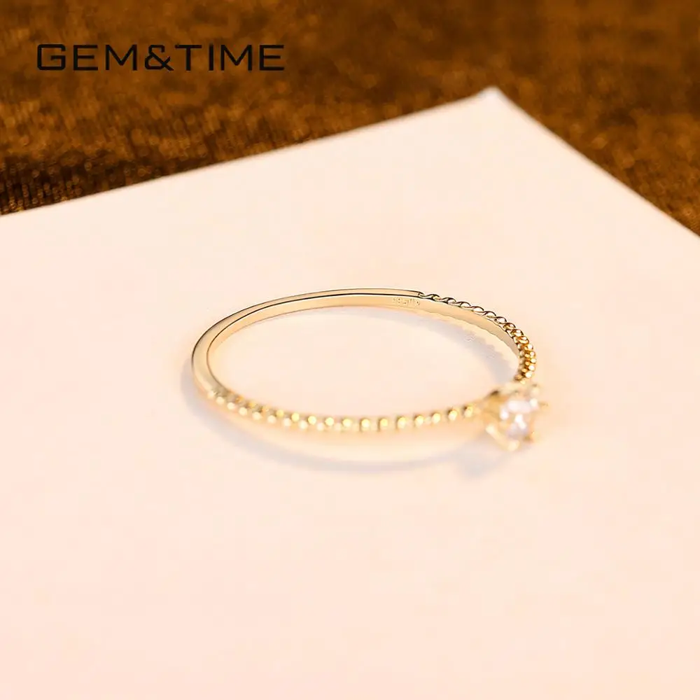 Gem&Time, простые классические ювелирные изделия из чистого золота, 14 к золотые кольца для женщин, Свадебные обручальные ювелирные изделия, Anel De Ouro Pur Au585, подарки R14139