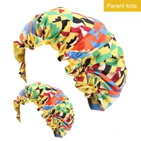 mommy and me satin bonnet double layer african pattern print silky bonnet women sleep cap baby girl hair care cover accessories