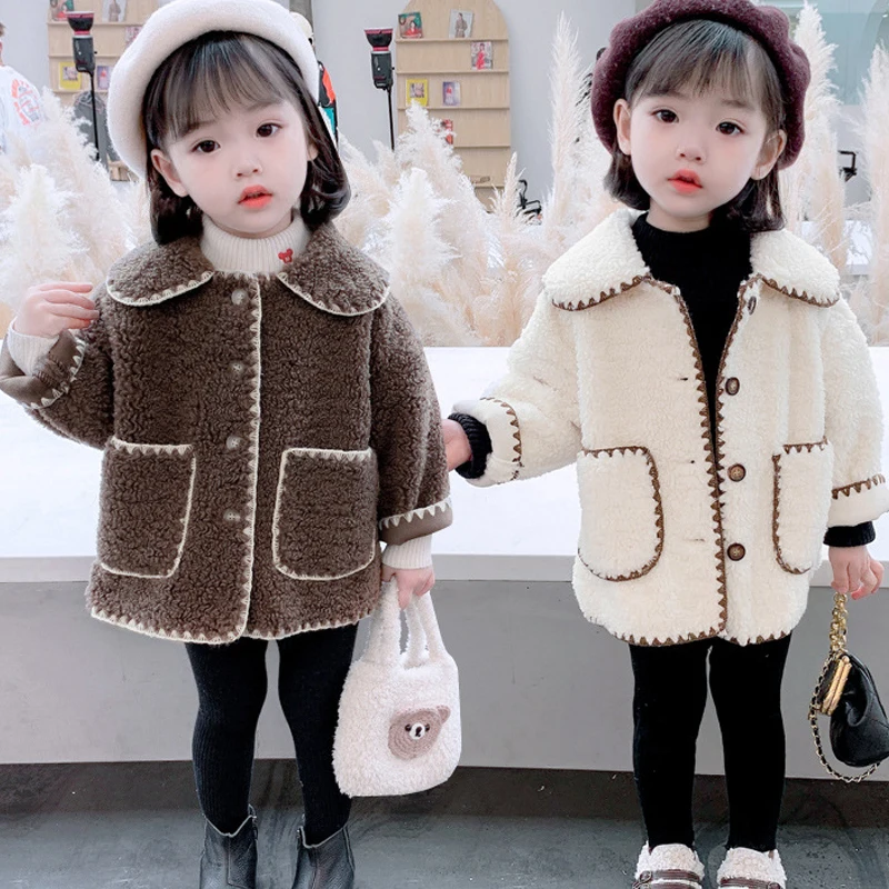 

Girls Warm Jackets Autumn Winter Lambs Wool Coats Baby Girls Loose Coats Children Outerwear Berber Fleece Jackets Baby Overcoat