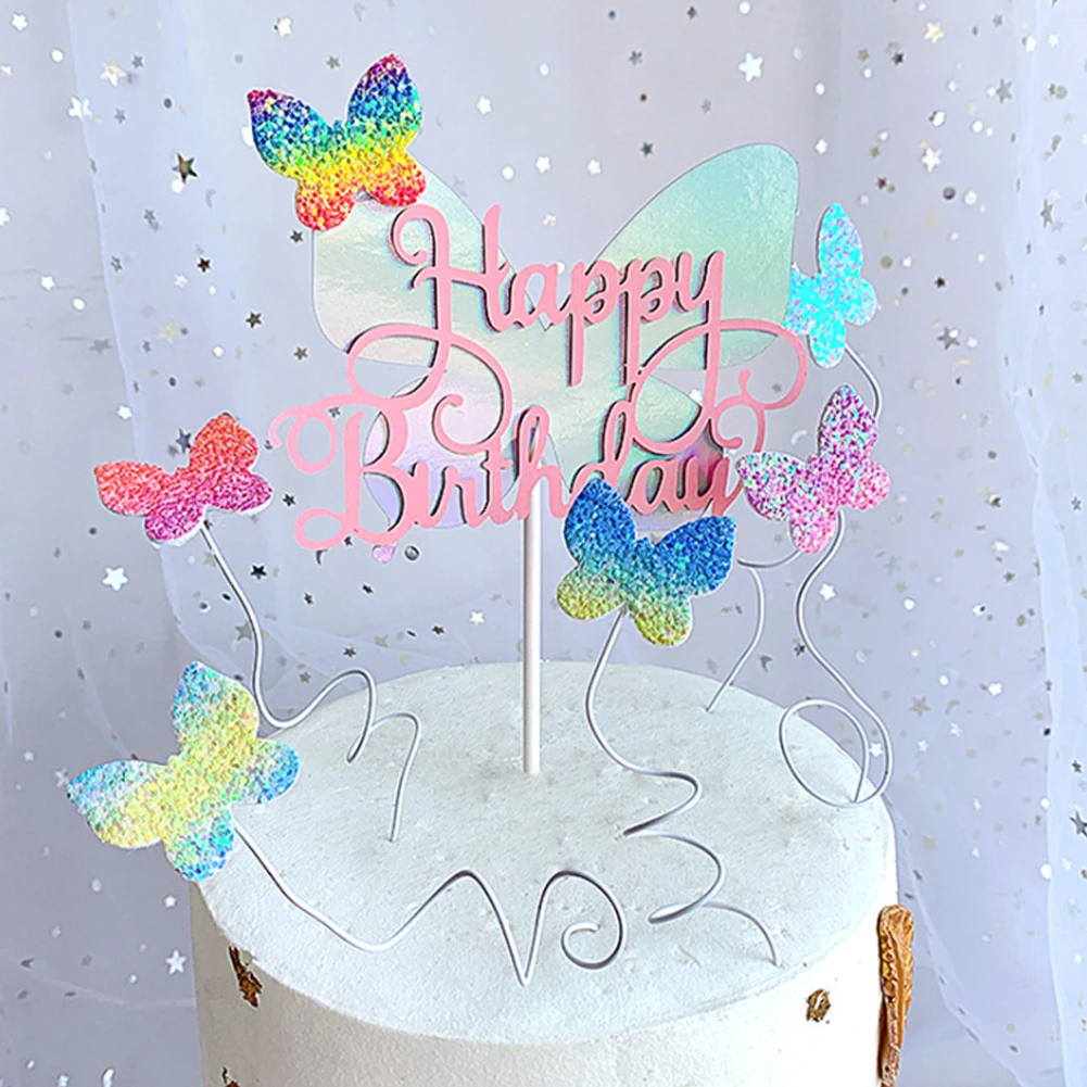 

Butterfly Girl Birthday Cake Decorating Cake Toppers Glitter Cake Topper Girl Birthday Rainbow Birthday Cake Topper