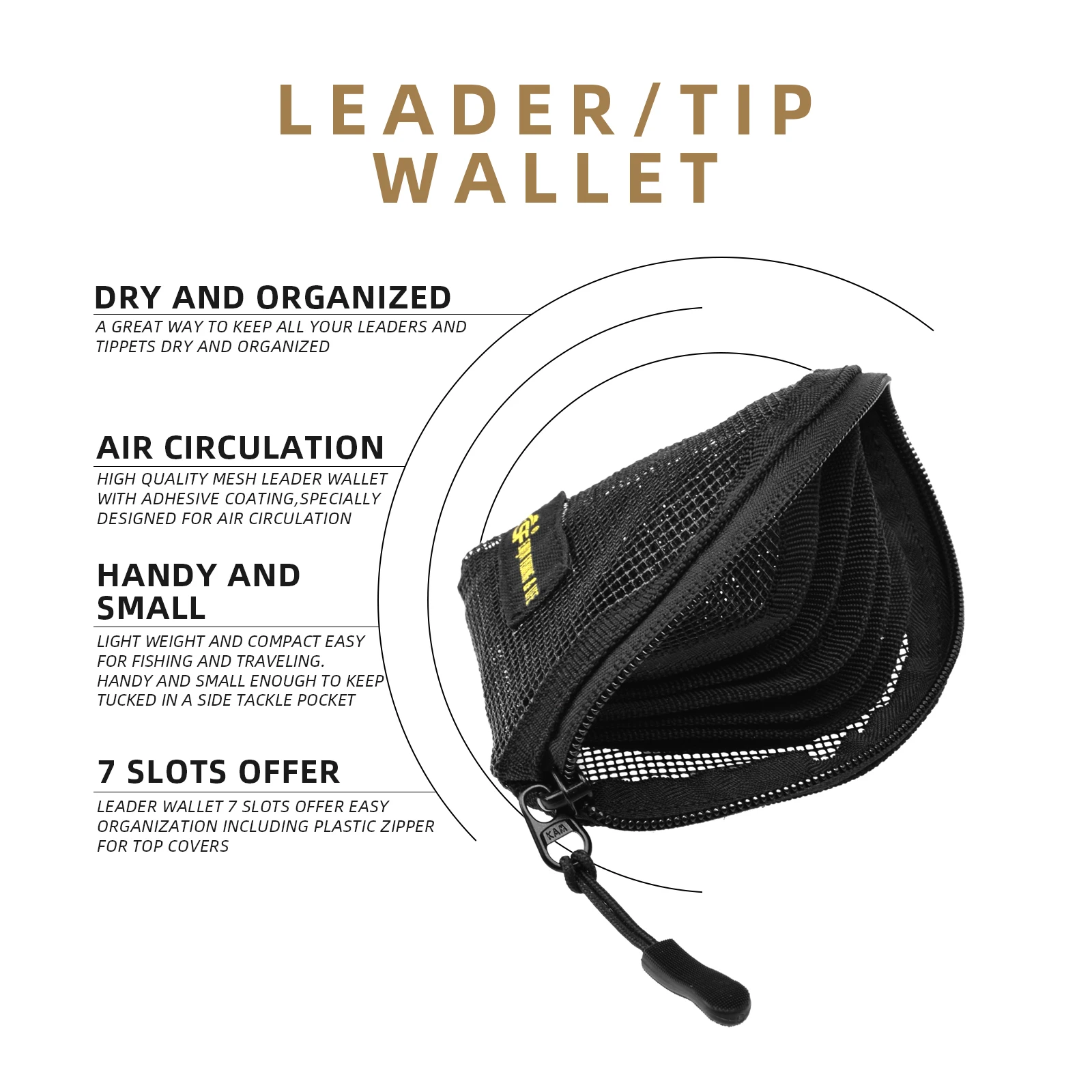 SF Fly Fishing Scandi Skagit Spey Tip Wallet 7 Slots Black Mesh Tapered Leader Polyleader Shooting Heads Case Stora