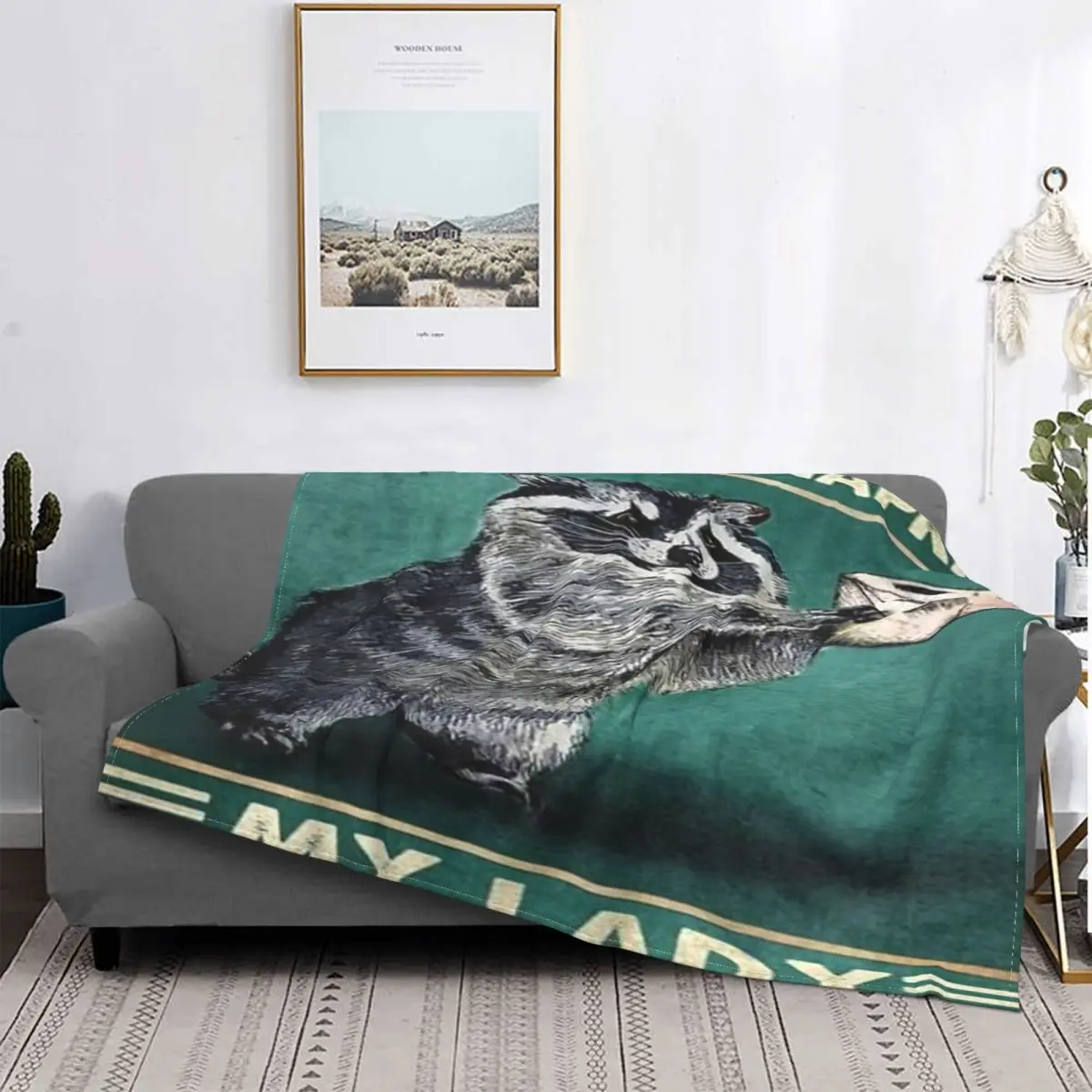 

Racoon-Manta a cuadros de Anime, servilletas de felpa Kawaii, colcha para cama