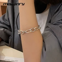 mewanry 925 sterling silver couples bracelet trend vintage rock hip hop creative buckle thick chain party jewelry birthday gifts