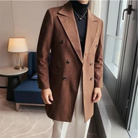 top style mens high quality double breasted woolen suitmale slim fit business long leisure blazersman woollen suit jacket 3xl
