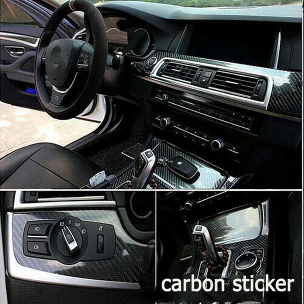 

Film Car Sticker Stickers 10*152cm 5D Carbon Fiber Black Accessories Car 2020