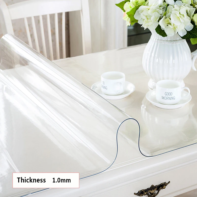 Transparent Table Mat 1mm PVC Soft Glass Tablecloth Kitchen Waterproof and Oil Proof Easy to Clean Cover Can Be Customized | Дом и сад