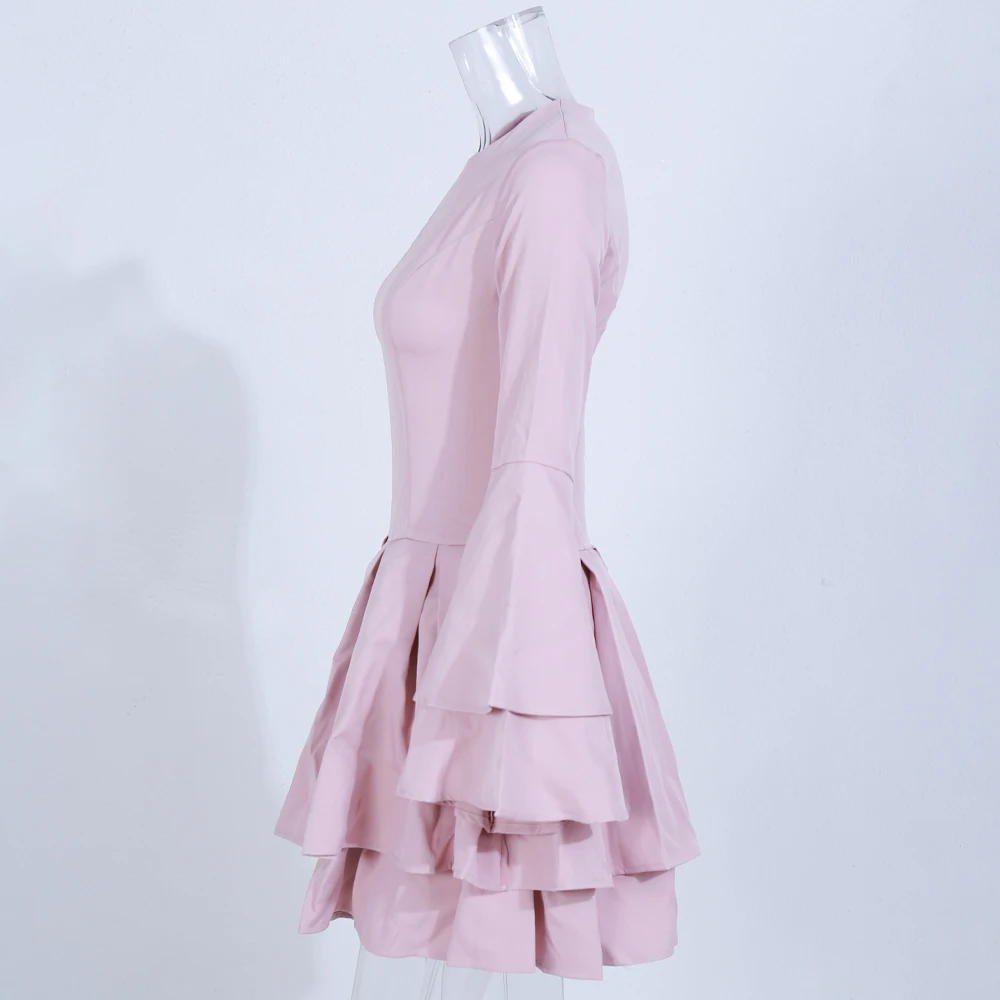 Tosheiny 2020 женское сексуальное платье с круглым вырезом рукавами колоколами и