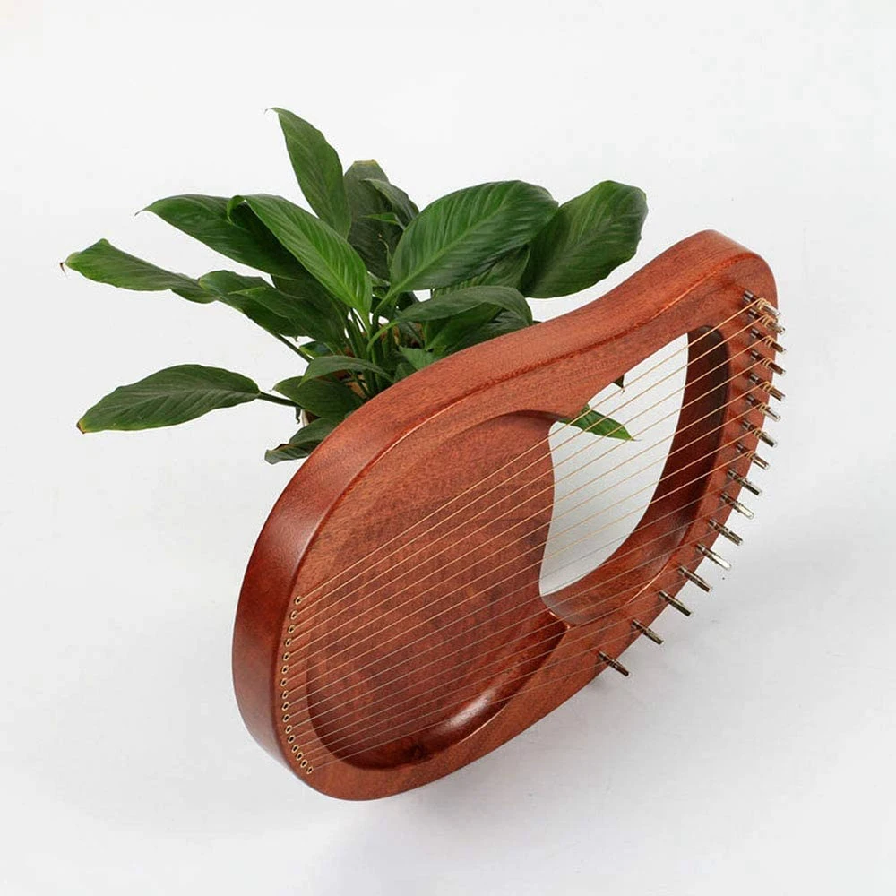 

16 String Wooden Lyre Harp Metal Strings Mahogany Solid Wood String Instrument with Tuning Wrench