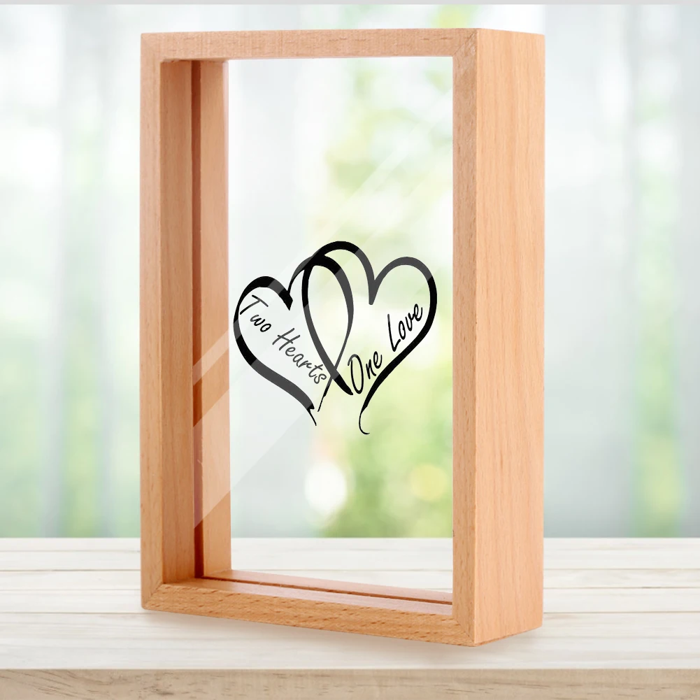 

Two Hearts One Love 6 Inch Exquisite Photo Frame Home Office Decorations High Quality Wood And Acrylic Gift For Lover Couples