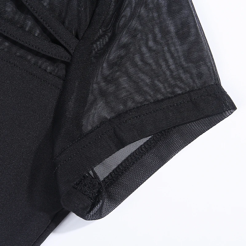 WannaThis черное готическое панк плиссированное платье женские сеточные с коротким