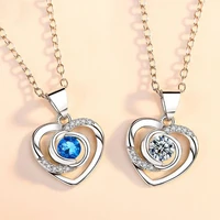 kofsac trendy female jewelry 925 sterling silver necklaces for women love heart rotating rose necklace girl valentines day gift