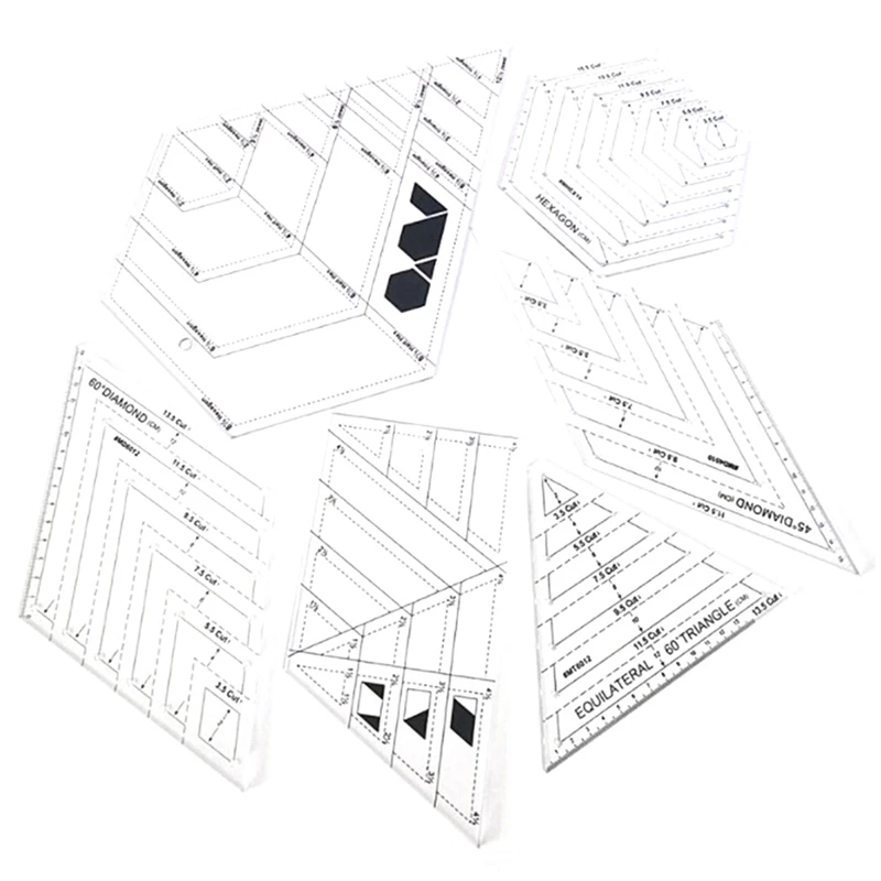 

Hot SV-6Pcs Quilting Ruler Sewing Patchwork Templates Tailor Cutting Cloth Tool, Patchwork Ruler Tool
