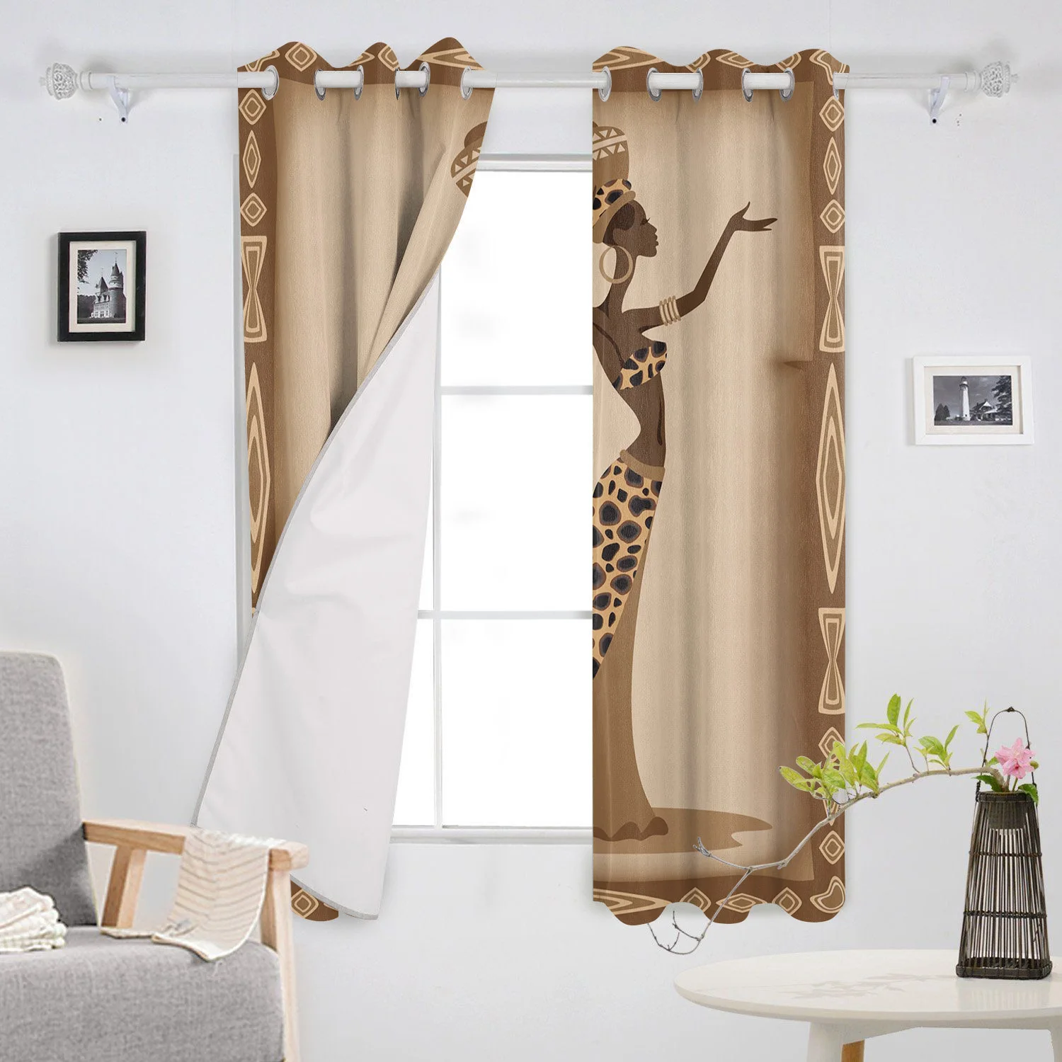 Домашний Шторы в африканском стиле Для женщин коричневый шторы для спальни кухни