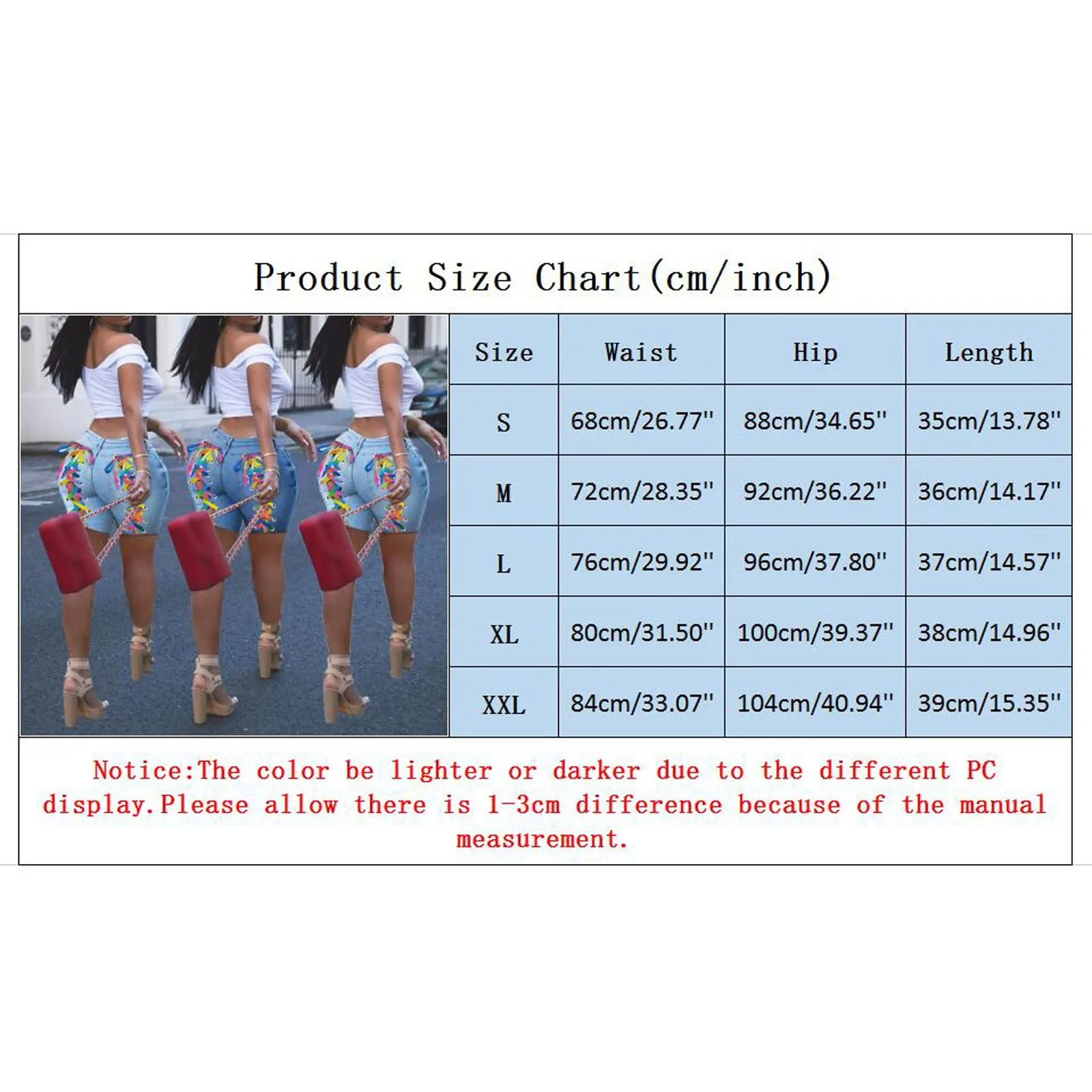 

Women's Denim Shorts Color Stripe Straps Pants Classic Mid-waist Blue Tight Female Sesy Summer Pocket Club Shorts Jeans #T2G