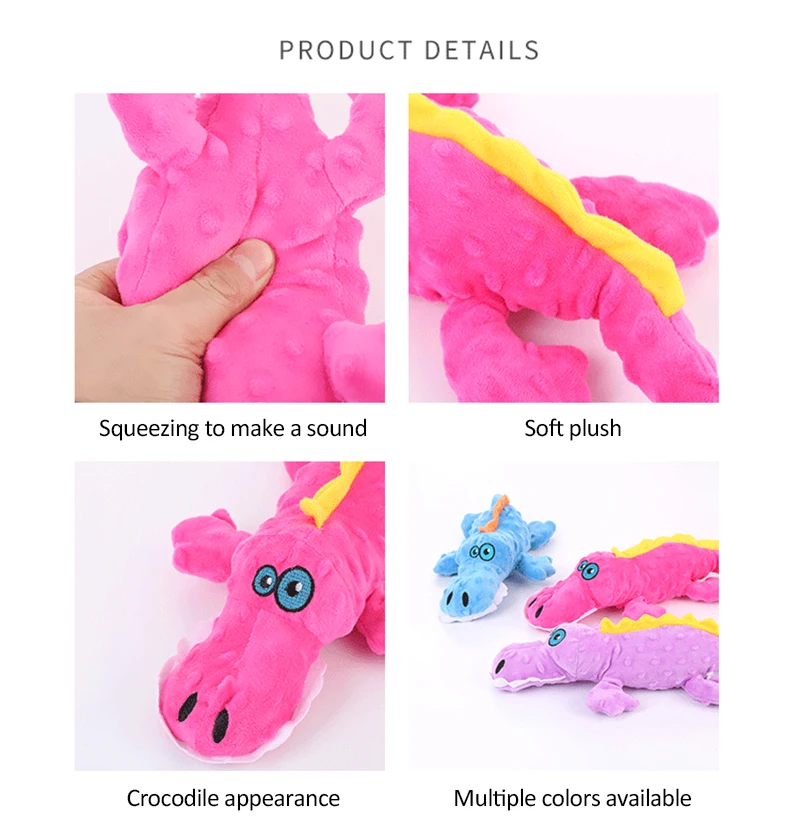 

New pet dog toy plush linen anti-bite crocodile toy stuffed animal crocodile pet dog squeaky noise chew Vocal Toys