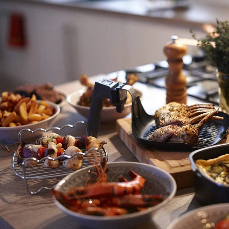 

Double-layer Stainless Steel Cooking Rack Household Kitchen Non-stick Oven Air Fryer Accessory Outdoor BBQ Rack