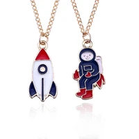 diy rocket necklace astronaut pendant childrens choker enamel chain christmas new year gift