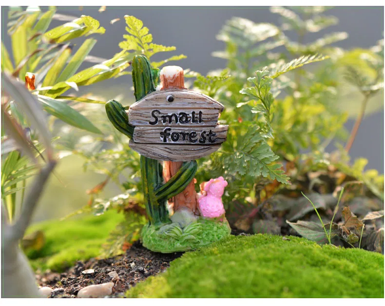 AQ простой стиль маленький лес кактус деревянный уличный знак торт на день