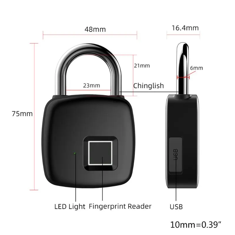 

P30 Electronic Padlock Anti-theft Smart Fingerprint Lock for Home Door Luggage 95AF