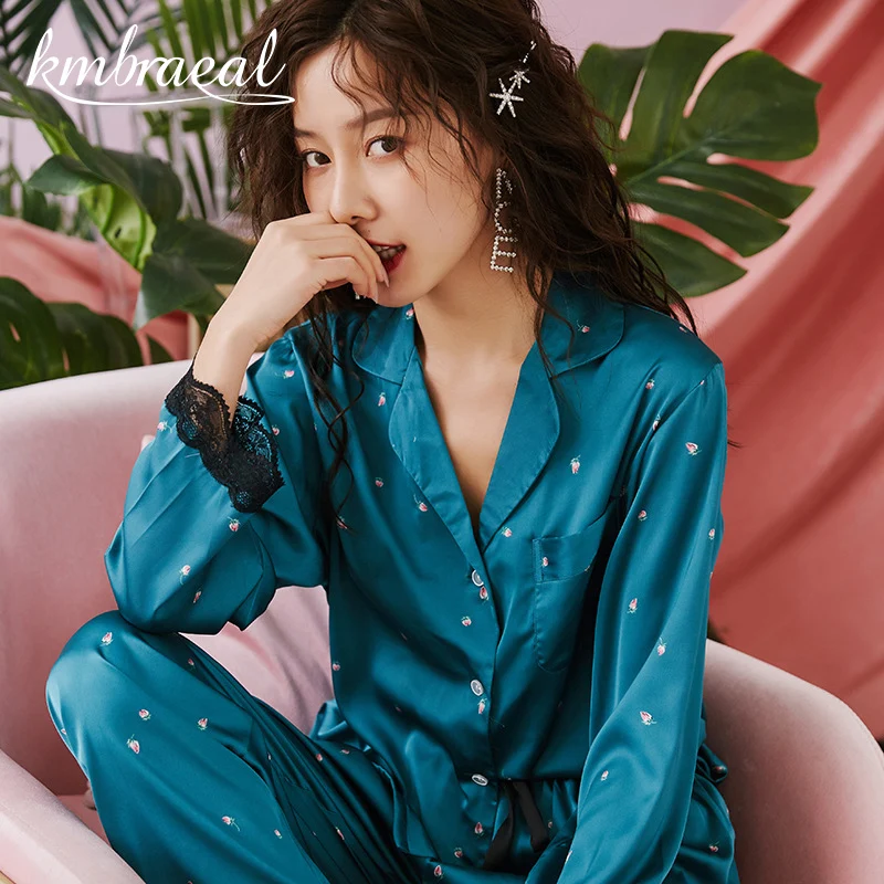 Пижама женская из натурального шелка с длинным рукавом | Женская одежда