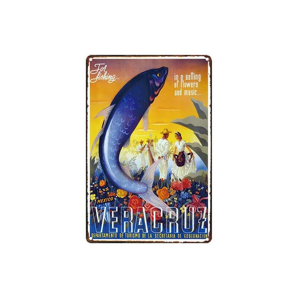 

Metal Tin Sign veracruz mexico Decor Bar Pub Home Vintage Retro Poster