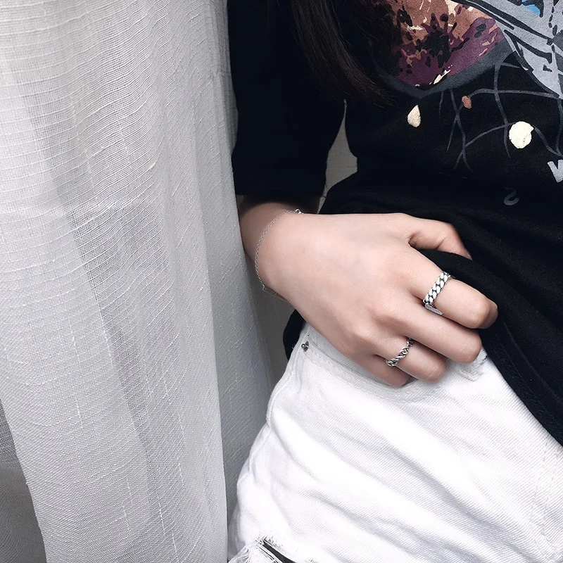 ZOBEI минималистичные Необычные 925 пробы серебряные кольца для пары Forever женские