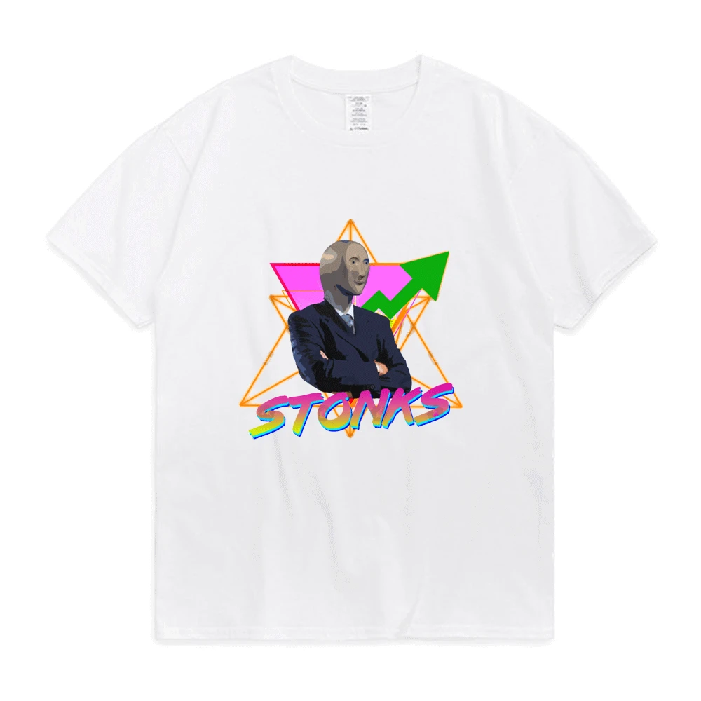

Stonks Surreal Memes Funny Stock Print T-Shirt Men Women Street Oversized Comfortable Short Sleeves Tees Shirt 100% Cotton Tees