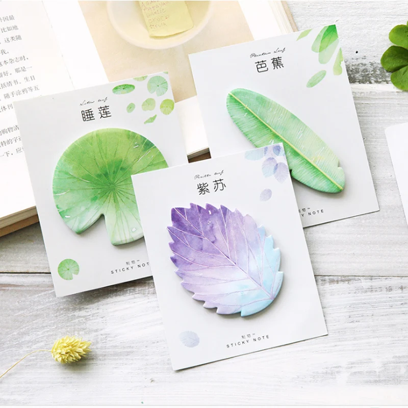 

30 Sheets Cartoon Leaf Memo Pad Posted It Sticky Notes Paper Sticker Notepad Bookmark School Supplies Kawaii Stationery