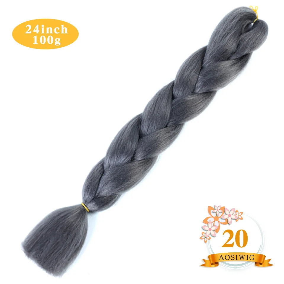 P18/22 AOSIWIG 24 ''100 г/упак. синтетические Омбре косички волос крючком косички Прически наращивание волос фиолетовый розовый черный - Цвет: P18/22