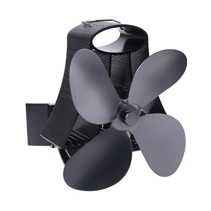 

Wall Mounted Heat Self-Powered Fireplace Stove Fan Quiet 4 Blades Aluminum Efficiently Warm Large Room Wood Log Burner