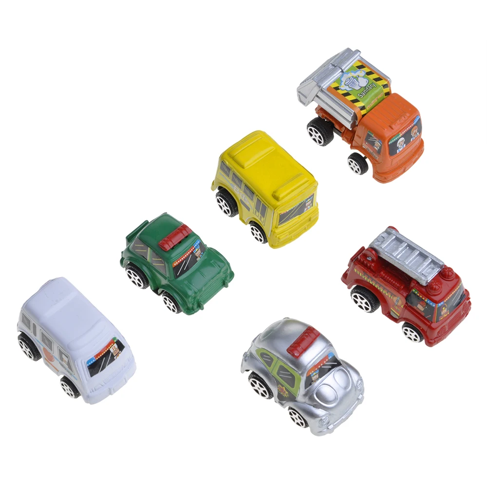 

6pcs Pull Back Cars Set Cartoon Trucks Toys Friction Powered For Baby Kids Boys Girls Vehicle Toy