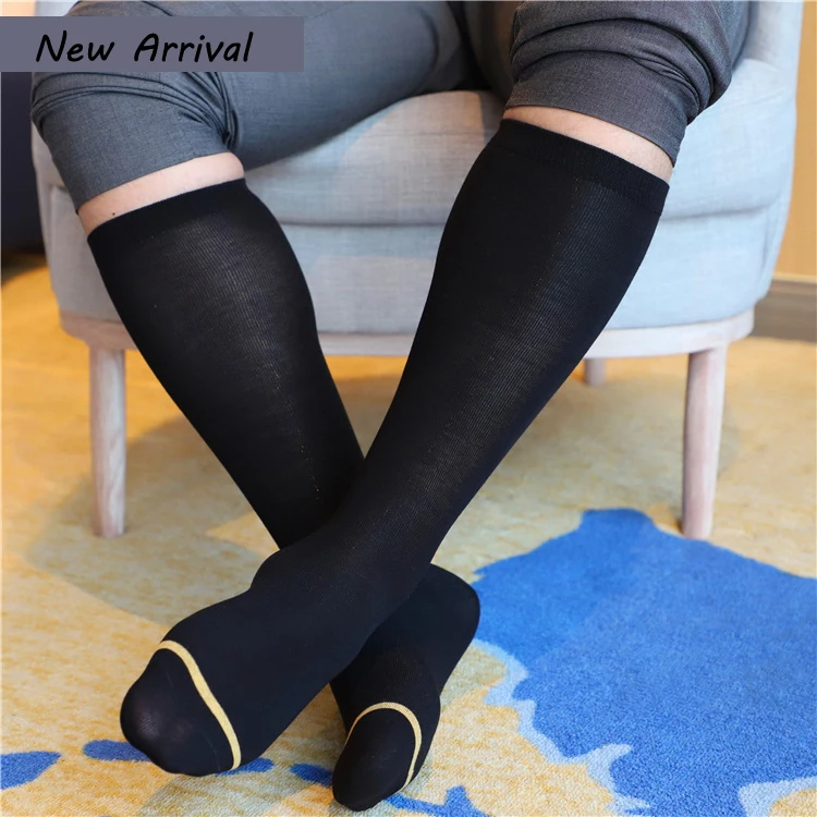 Sexy Men's Socks High Elastic Smooth Cotton Sheer Stocking Sock Business Formal Cosplay Socks to Match Leather Shoes