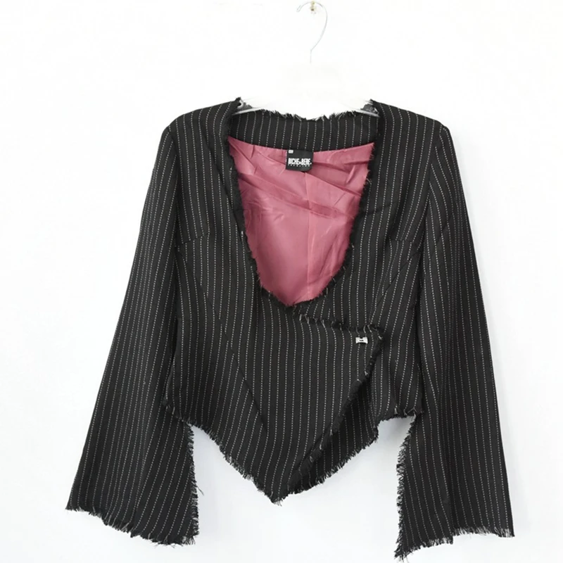 

Ladies Jacket Short Western Style Flared Sleeves Burrs Personality Sexy Split Long Sleeves Irregular Hem Outer Women's Coat