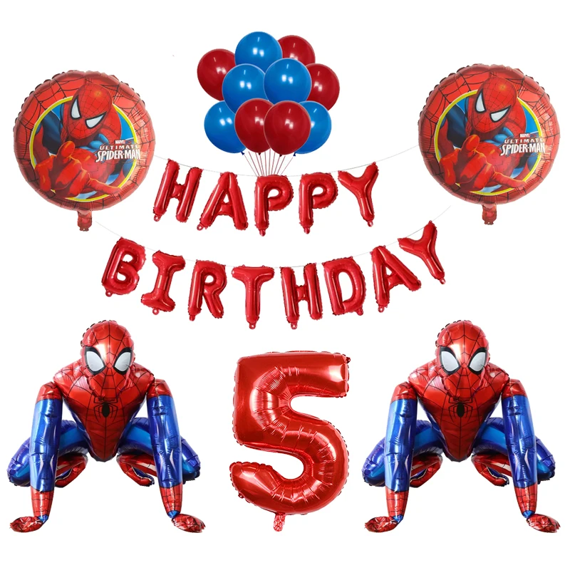 Globo de aluminio 3D de superh&eacute;roes para ni&ntilde;os, decoraci&oacute;n de fiesta de cumplea&ntilde;os de spiderman, juguete para baby shower, accesorios para fotos-1