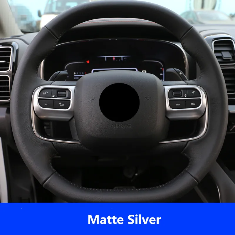 Matte Silver Подходит для Citroen C5 Aircross внутреннее рулевое колесо литье блестки ABS Хромированная декоративная крышка 2 шт - Название цвета: Matte Silver
